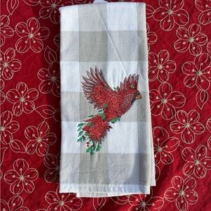 Christmas Cardinal dish towel